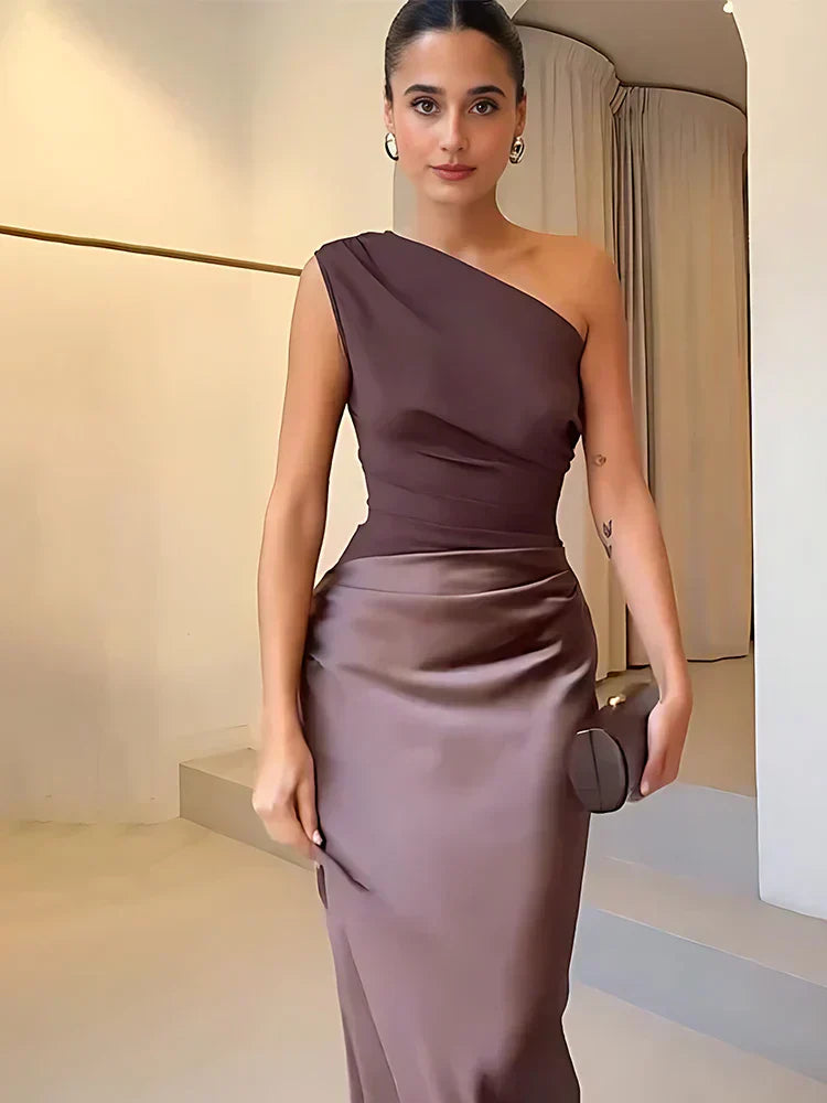 Luna™ | Abito Maxi in Seta con Spacco