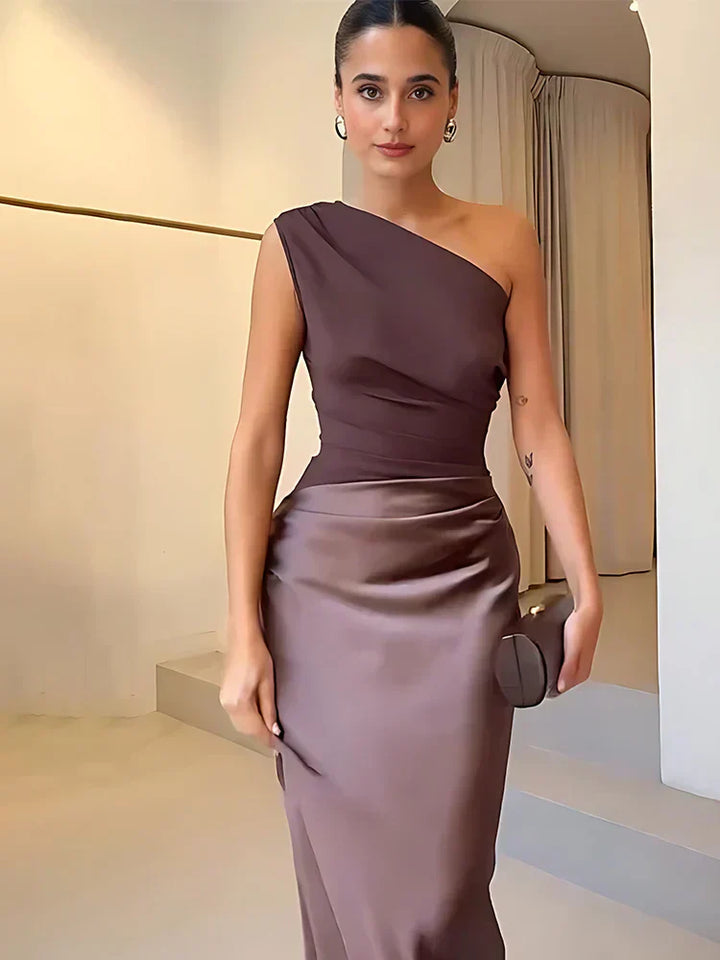 Luna™ | Abito Maxi in Seta con Spacco