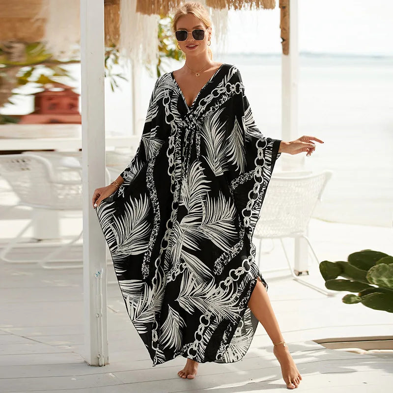 Nomi™ - Caftano Donna Estivo Maxi Abito da Mare Disponibile in Varianti Stampate