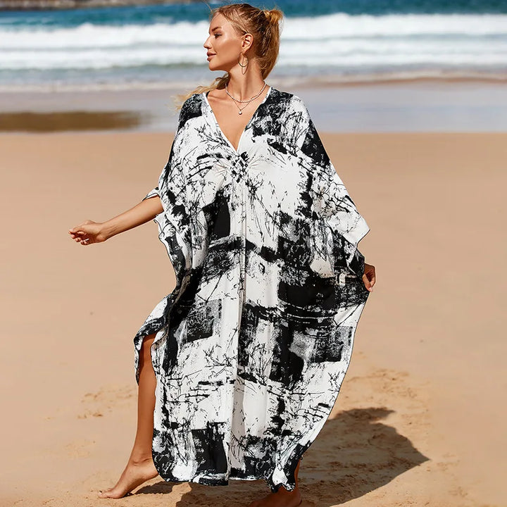 Nomi™ - Caftano Donna Estivo Maxi Abito da Mare Disponibile in Varianti Stampate