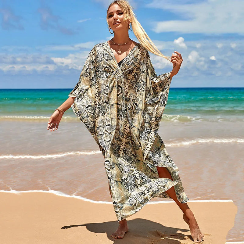 Nomi™ - Caftano Donna Estivo Maxi Abito da Mare Disponibile in Varianti Stampate