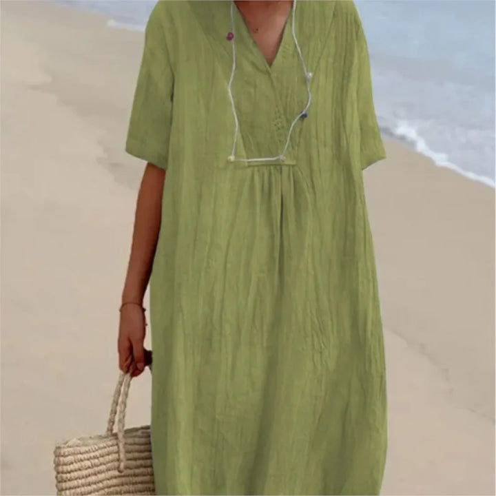 Sandra | Abito informale in lino con scollatura a V
