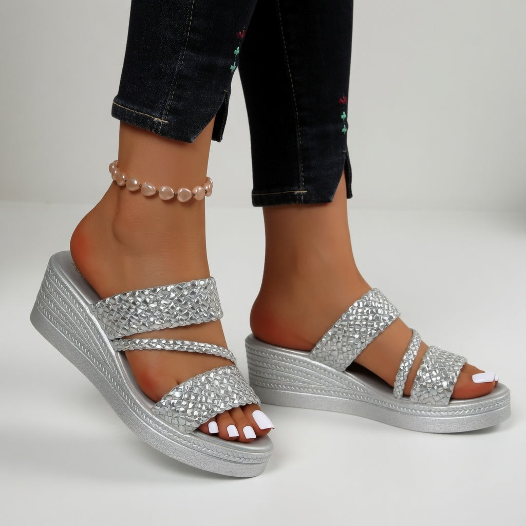 Tresseline - Mules a zeppa intrecciate