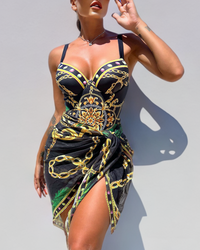 Darius - Costume intero con effetto push-up e sarong coordinato