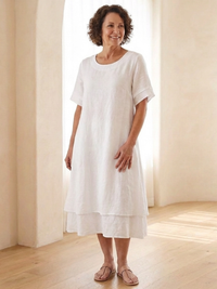 Cressida | Vestito Midi a Manica Corta a Strati
