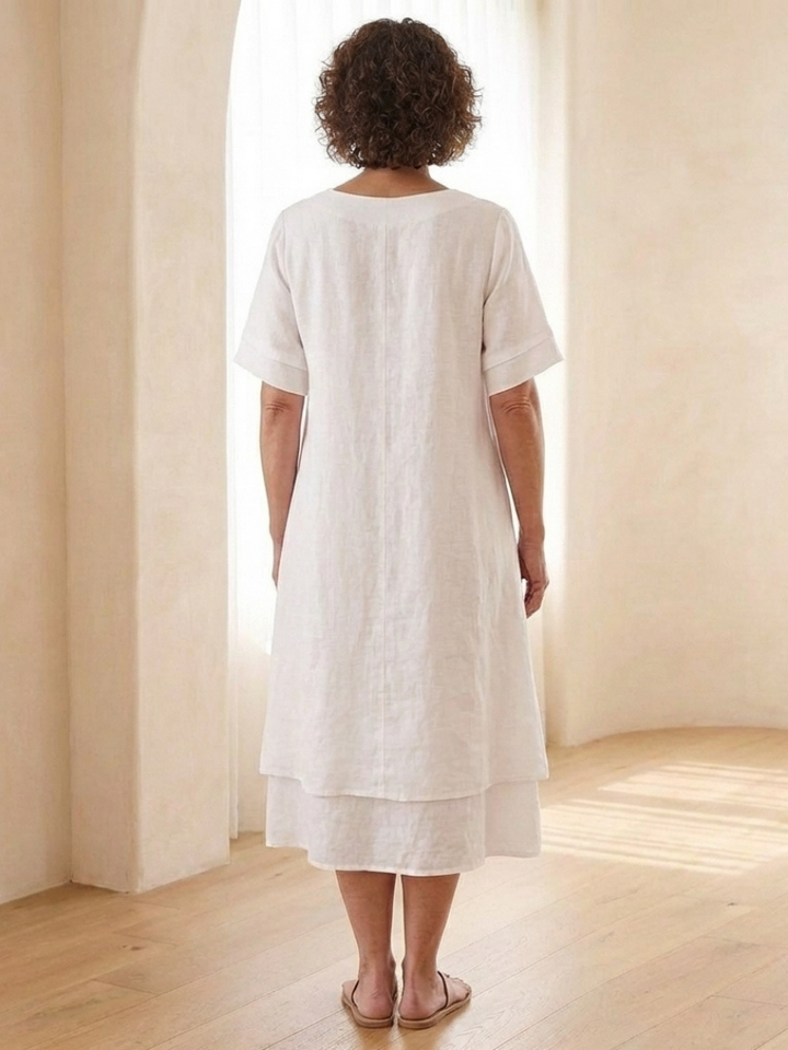 Cressida | Vestito Midi a Manica Corta a Strati