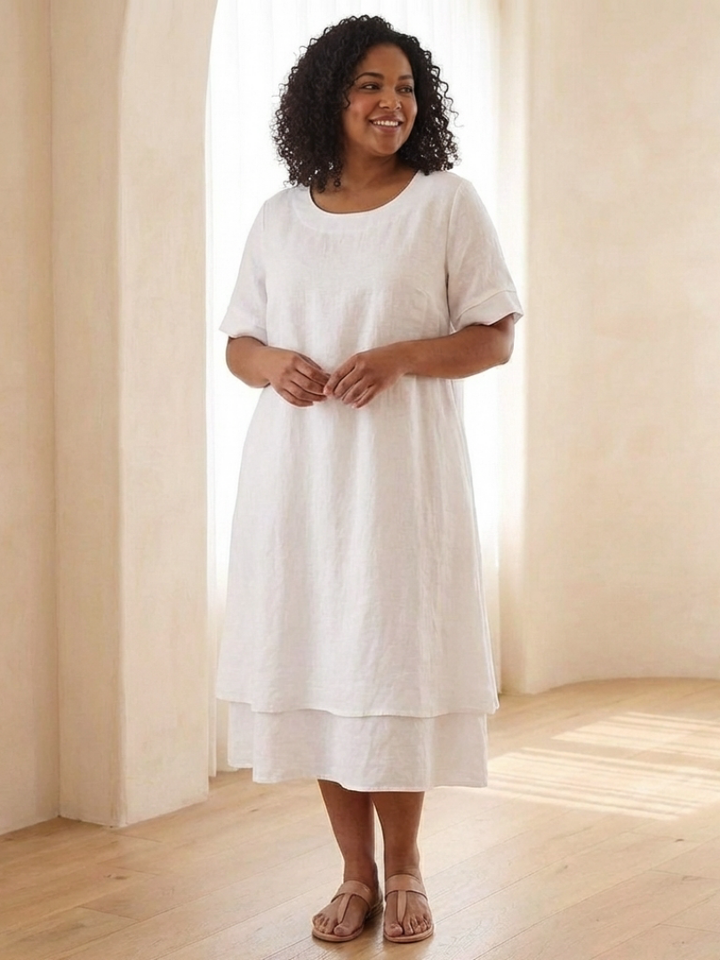 Cressida | Vestito Midi a Manica Corta a Strati