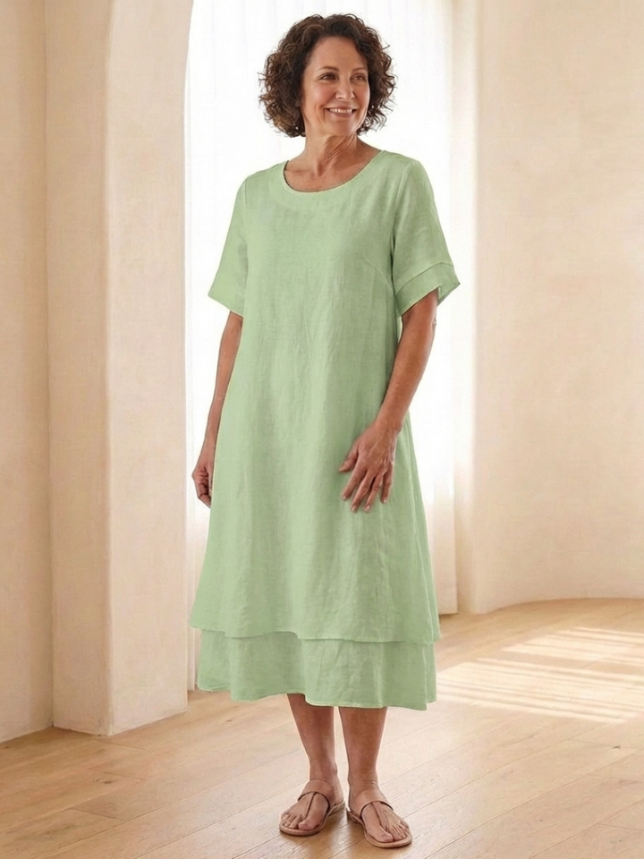 Cressida | Vestito Midi a Manica Corta a Strati