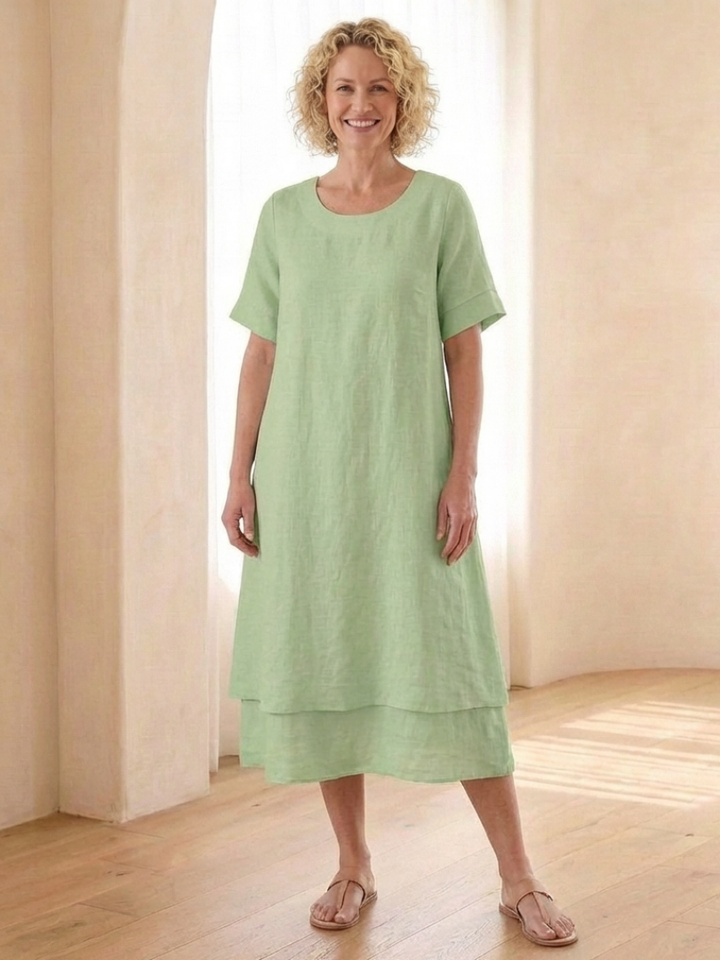 Cressida | Vestito Midi a Manica Corta a Strati