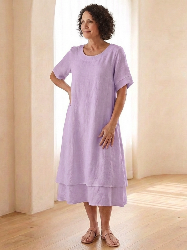Cressida | Vestito Midi a Manica Corta a Strati