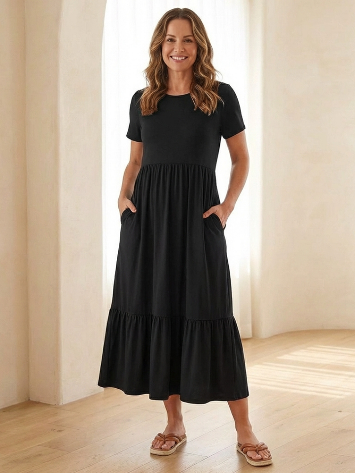 Nerissa | Vestito midi con spalline corte e collo rotondo