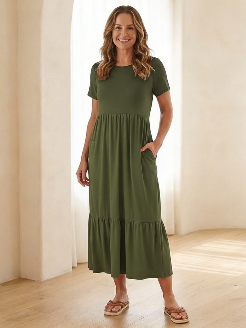 Nerissa | Vestito midi con spalline corte e collo rotondo