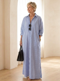 Serina | Vestito Camicia Maxi a Manica Lunga a Righe