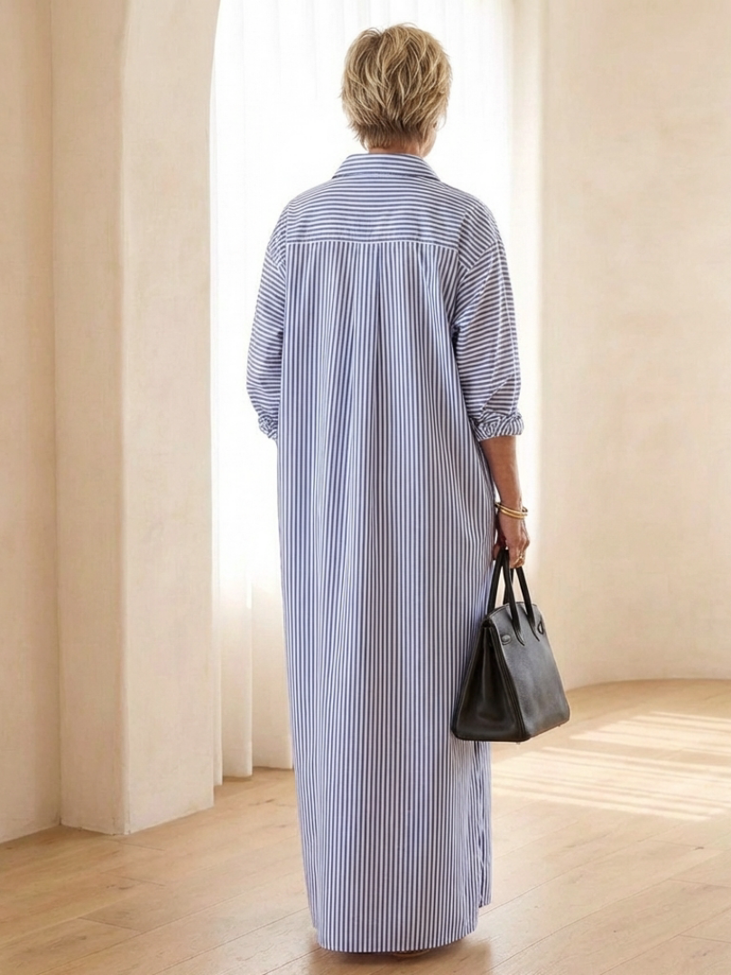 Serina | Vestito Camicia Maxi a Manica Lunga a Righe