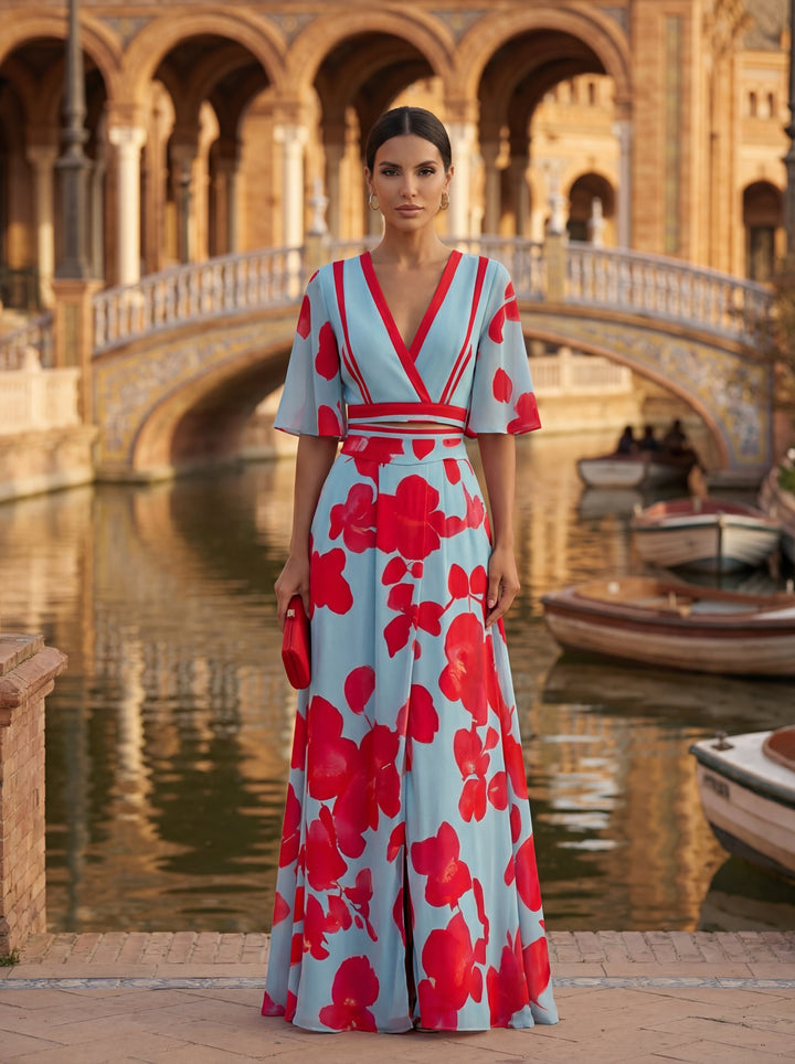 Noelle | Vestito Primaverile Floreale con Scollatura a V