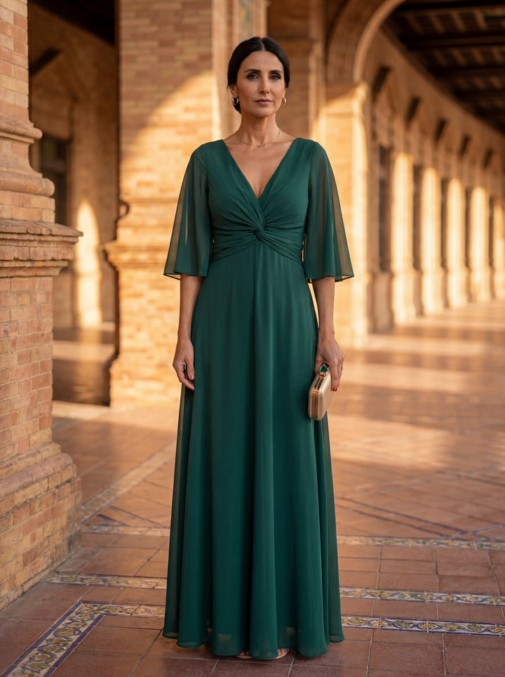 Lucía - Abito in chiffon con scollatura a V