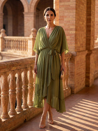 Monica - Abito in chiffon con scollo a V