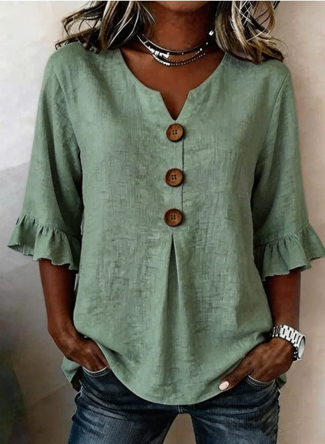 Blusa Ruffle Sophia con Bottoni
