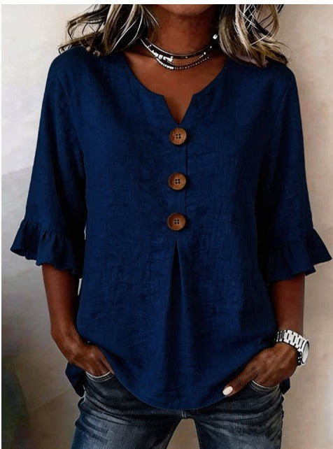Blusa Ruffle Sophia con Bottoni