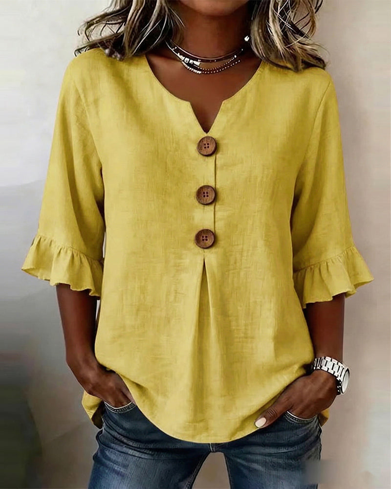 Blusa Ruffle Sophia con Bottoni