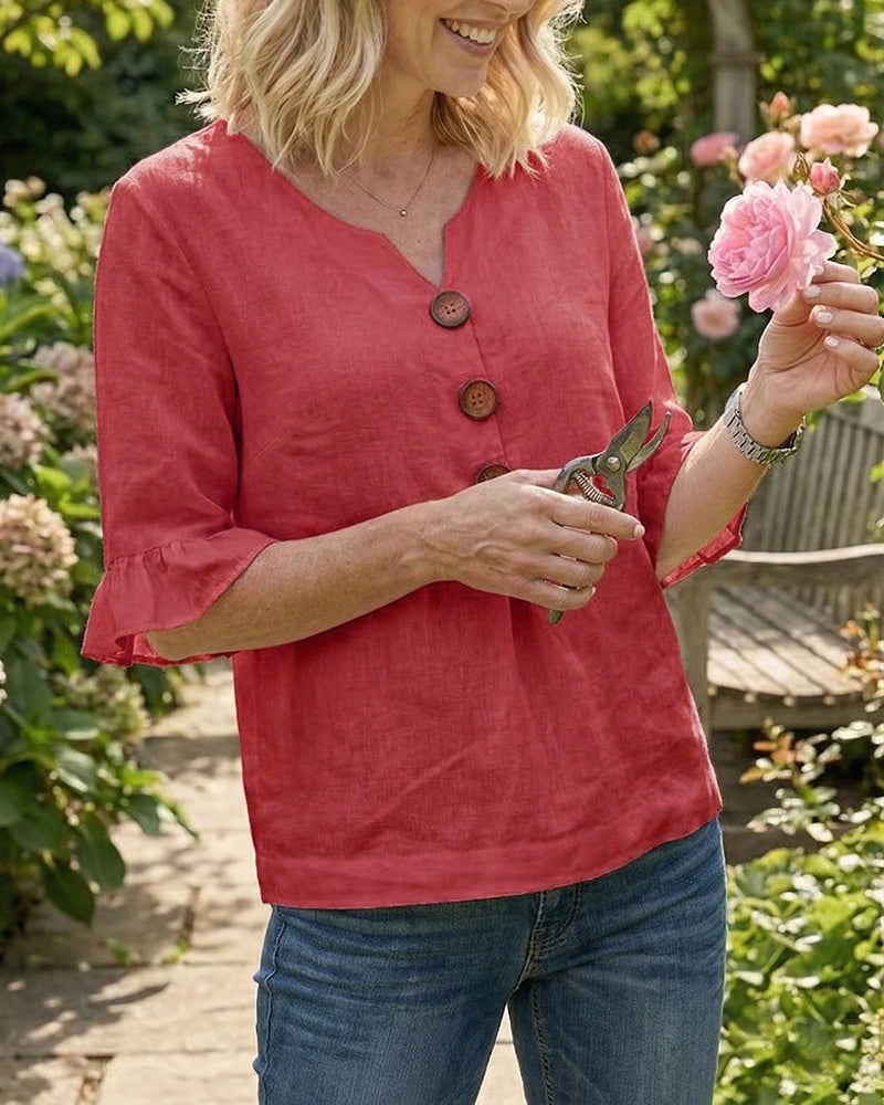 Blusa Ruffle Sophia con Bottoni