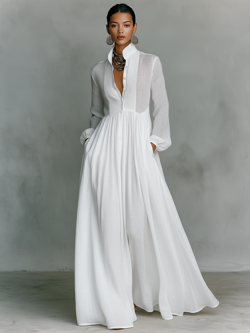 Ana | Vestito Maxi con Collo Alto