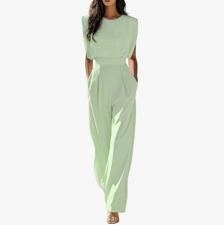 Ariadna | Elegante Tuta Senza Maniche con Cintura e Gamba Larga