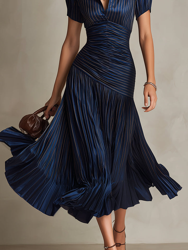 Adriana | Vestito midi a righe retrò