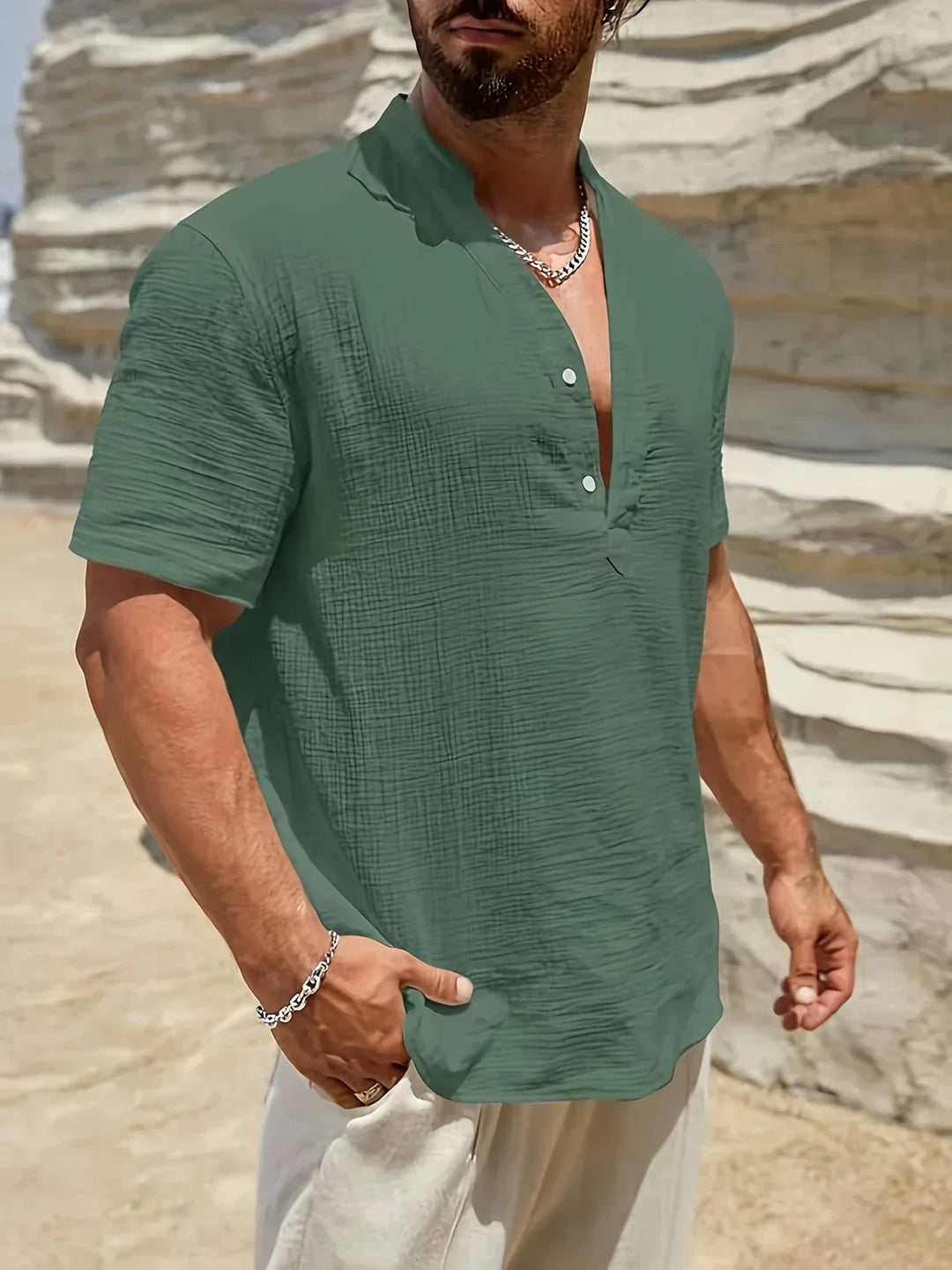 Lenoir™ | Chemise d’été élégante à col montant