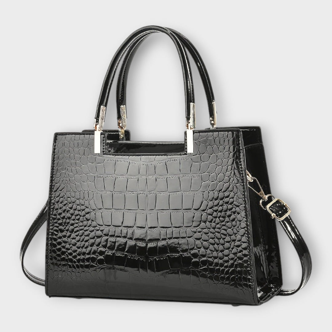 Gianna Boutique - Borsa a Mano con Motivo Coccodrillo Lucido