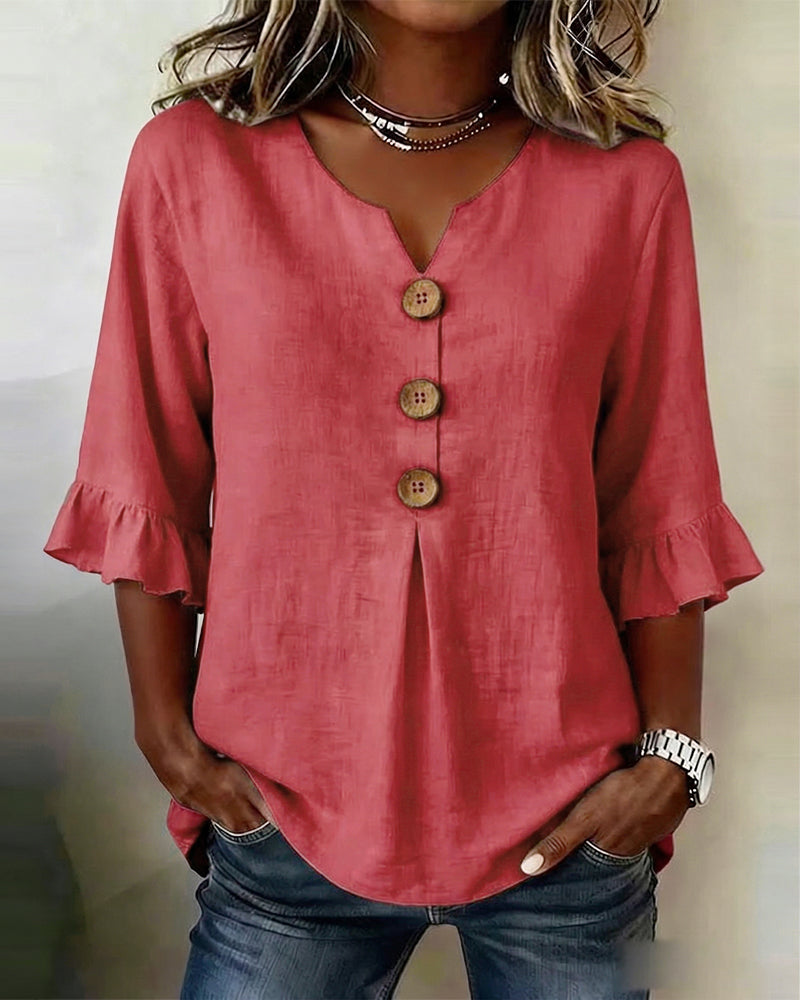Blusa Ruffle Sophia con Bottoni