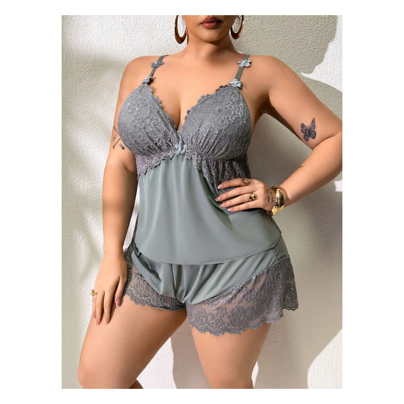 Set pigiama con bordi in pizzo