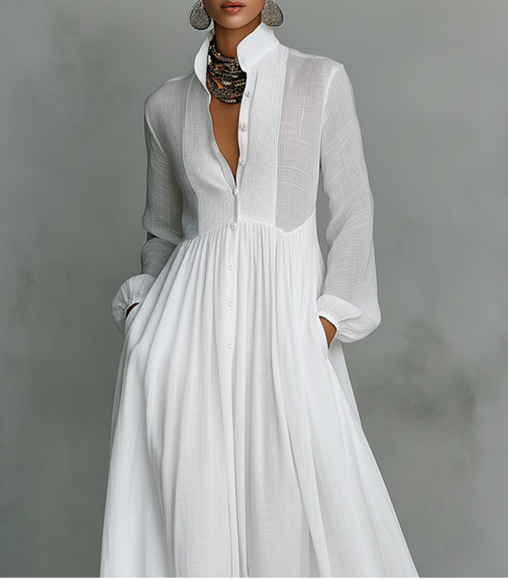 Elisa · Vestito maxi minimalista con collo alto