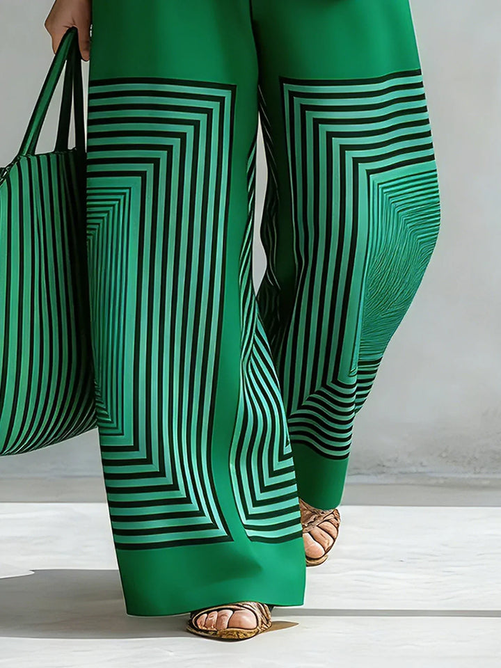Léa | Completo Geometrico Moderno Top Senza Maniche & Pantalone Largo
