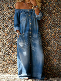 Léa | Tuta in Denim Casual a Maniche Lunghe