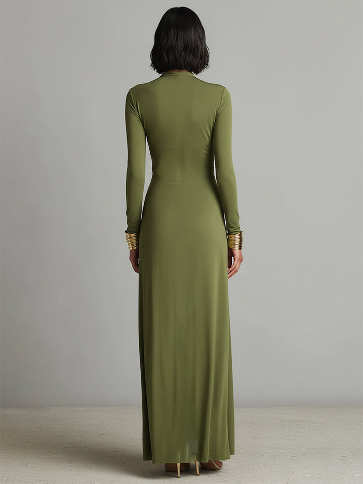 Valentina · Abito maxi con scollo a V e dettagli volant