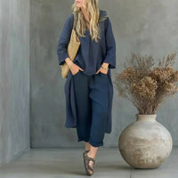 Lucía | Completo di Gilet Lungo Relax e Pantaloni a Gamba Larga