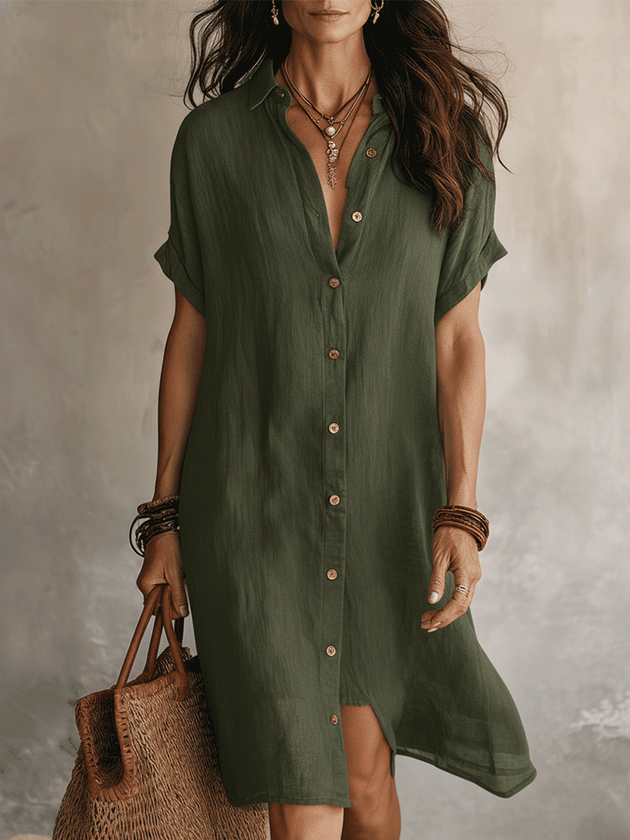 Moderna Boho Senza Sforzo Abito Midi Nero Relaxed