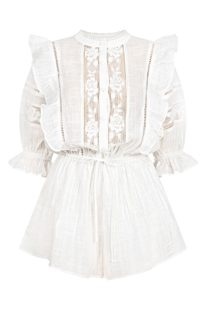 NOMI™ | Jumpsuit estiva leggera con dettagli in pizzo - 100% cotone