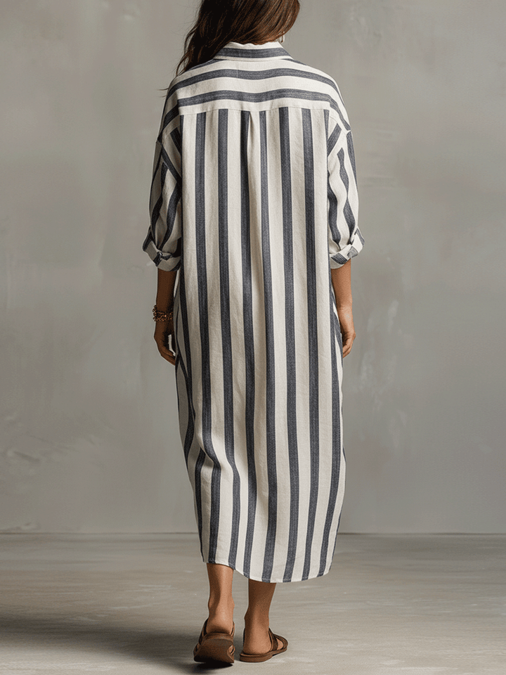 Abito Maxi Stile Bohemien a Righe Casual