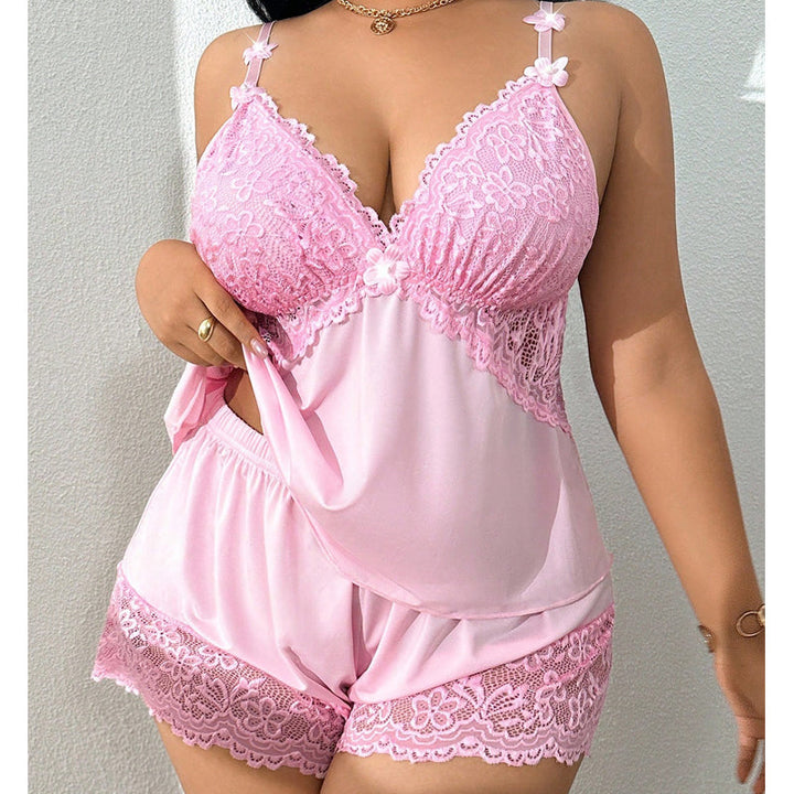 Set pigiama con bordi in pizzo