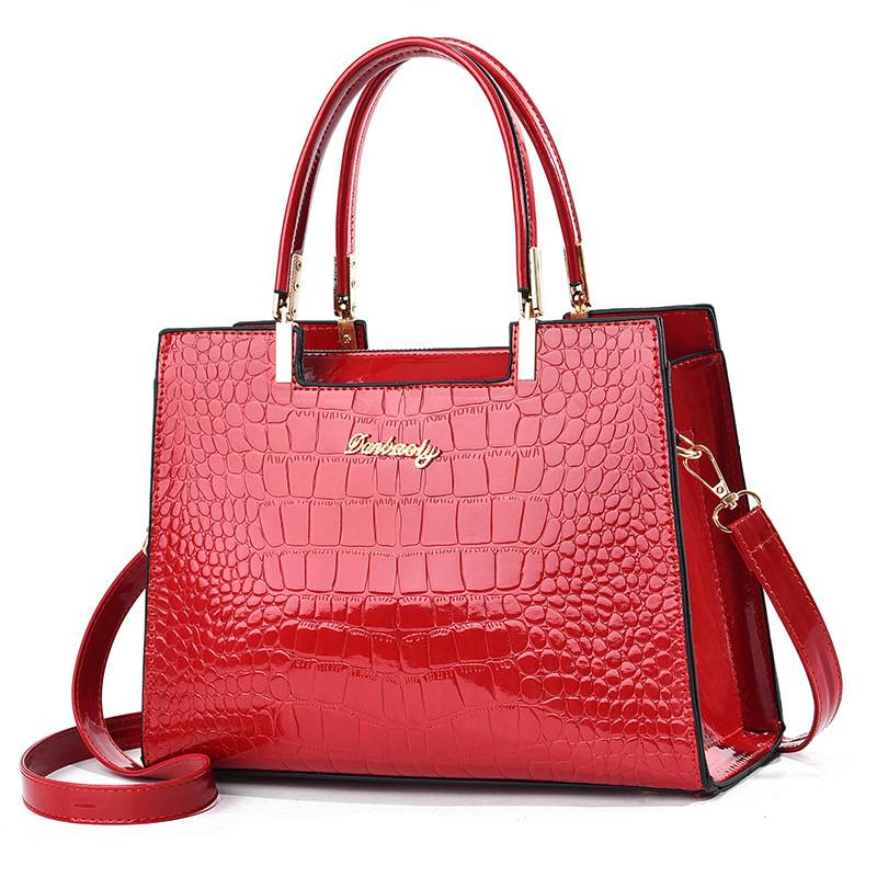 Gianna Boutique - Borsa a Mano con Motivo Coccodrillo Lucido