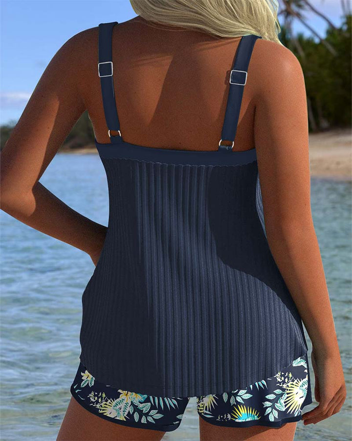 Lana - Tankini a righe con pantaloni da spiaggia in due pezzi