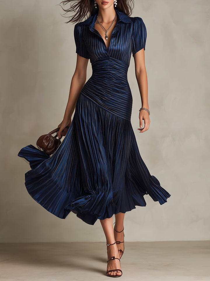 Adriana | Vestito midi a righe retrò