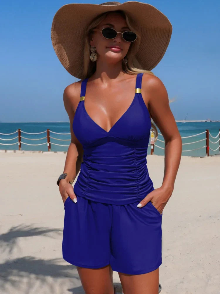Harper - Set di tankini arricciato con tasche