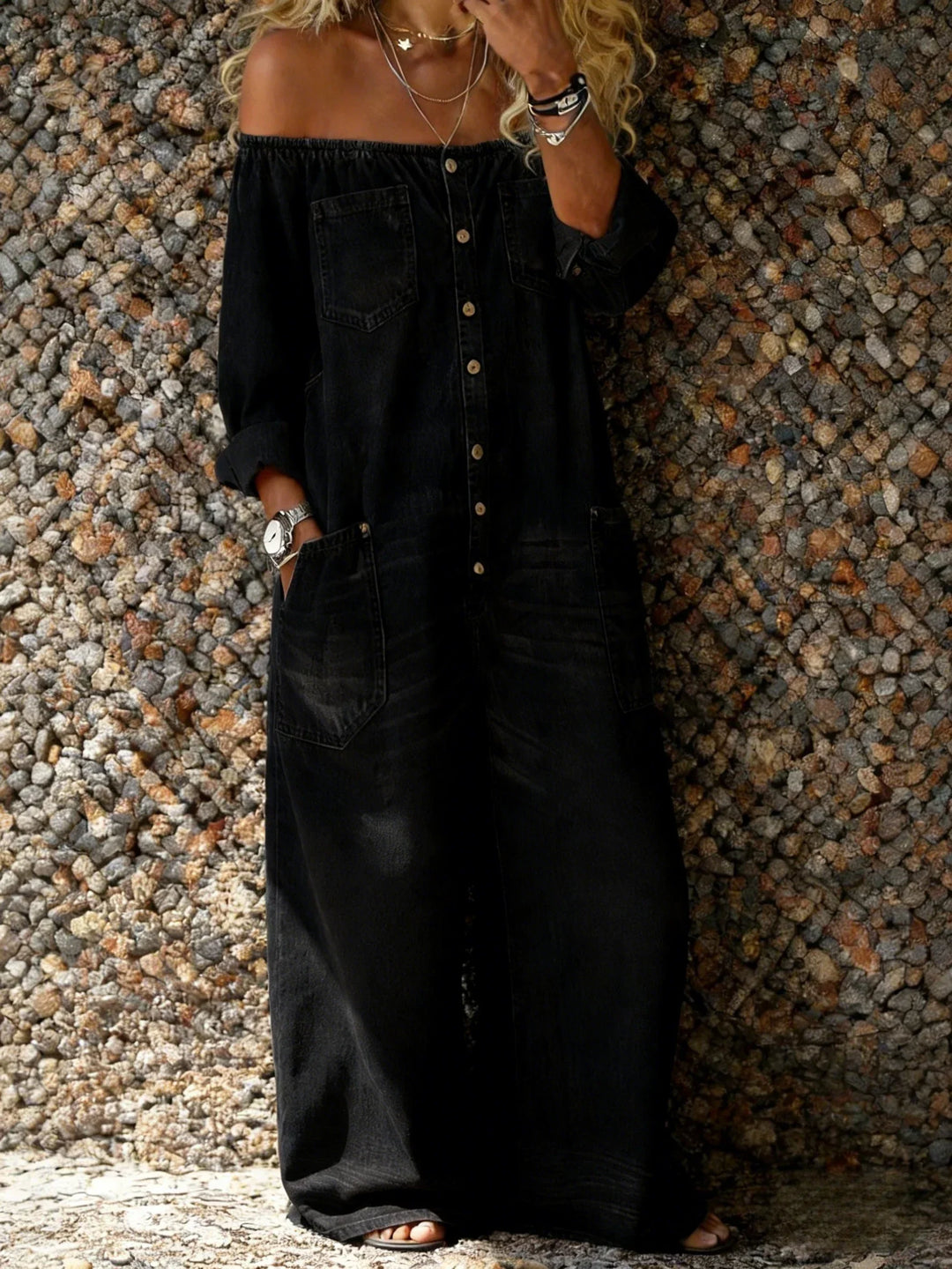 Léa | Tuta in Denim Casual a Maniche Lunghe