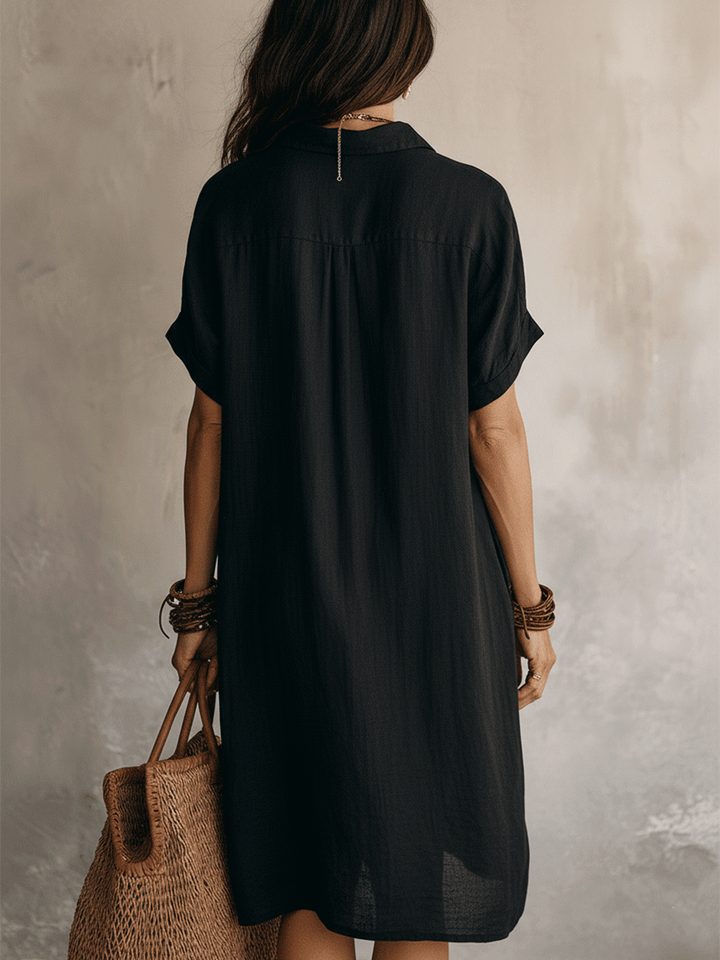 Moderna Boho Senza Sforzo Abito Midi Nero Relaxed