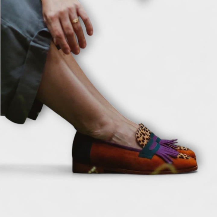 Serena™ | Mocassino Marrone con Stampa Leopardata