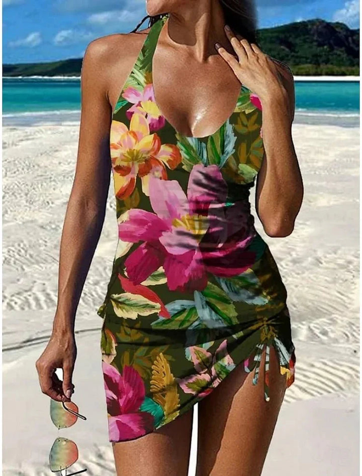 Fiesta – Tankini grafico floreale con short, effetto ventre piatto