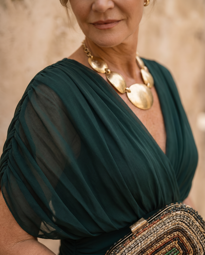 Abito maxi elegante per festa con scollatura a cuore